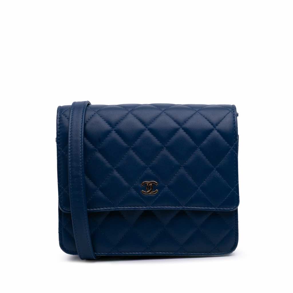 Chanel Quilted Lambskin Square Wallet on Chain