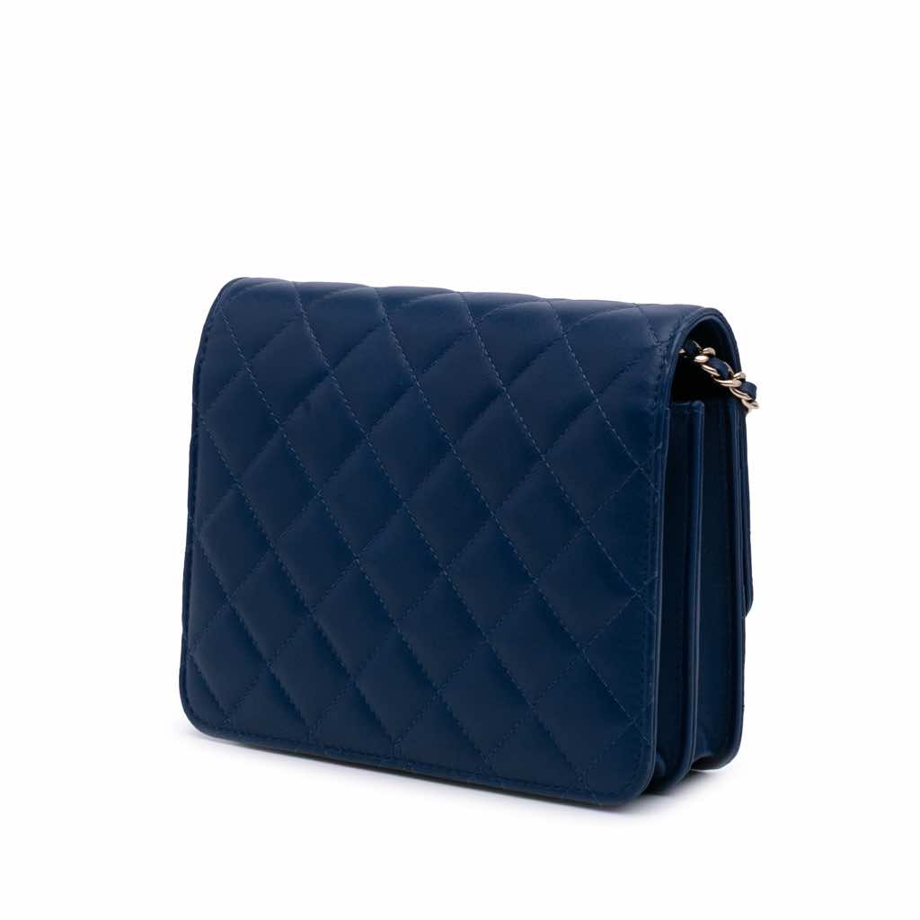 Chanel Quilted Lambskin Square Wallet on Chain - Back view