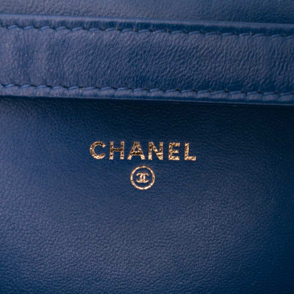 Chanel Quilted Lambskin Square Wallet on Chain - Side view