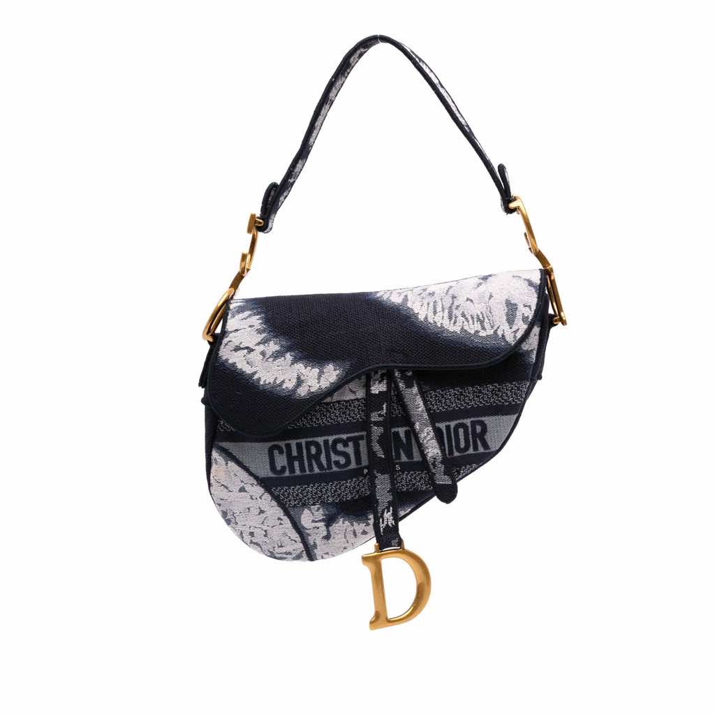 Dior Canvas Embroidered Tie Dye Saddle Bag