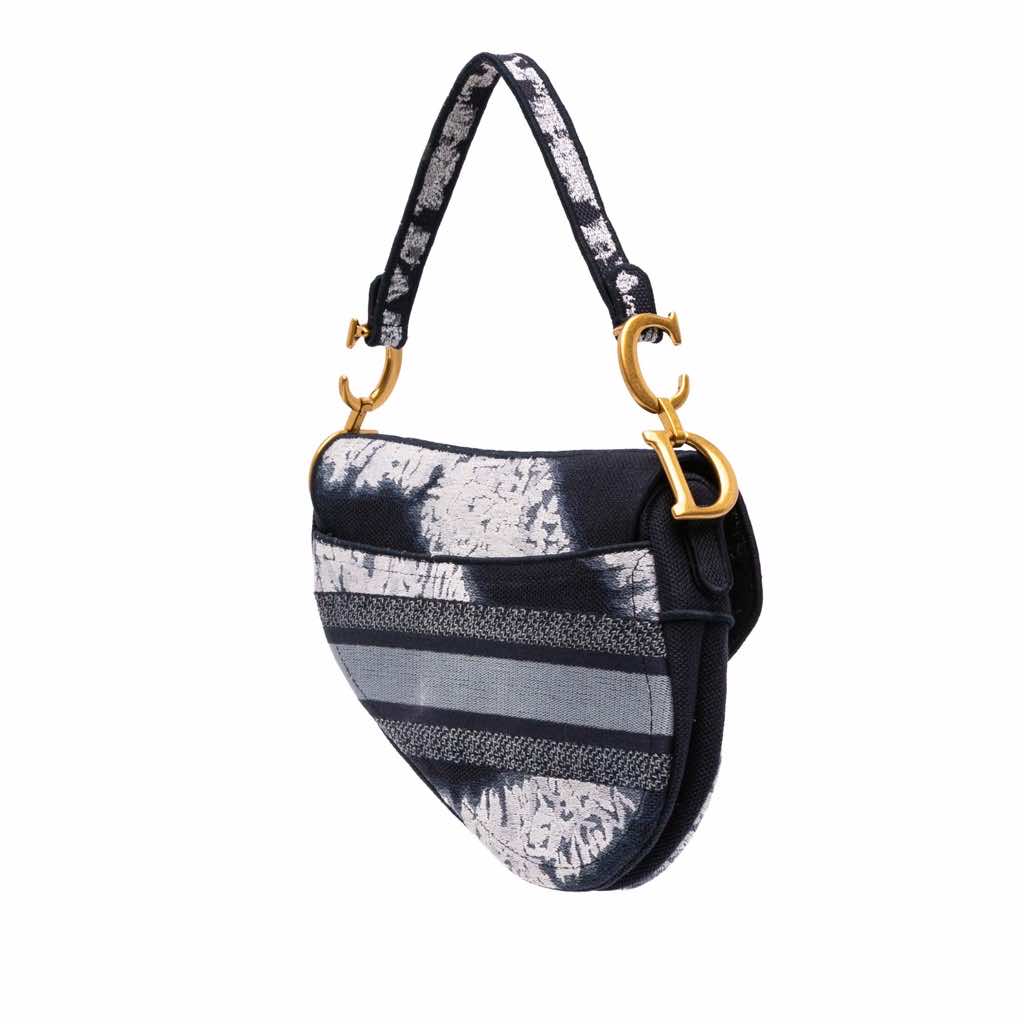 Dior Canvas Embroidered Tie Dye Saddle Bag - Back view