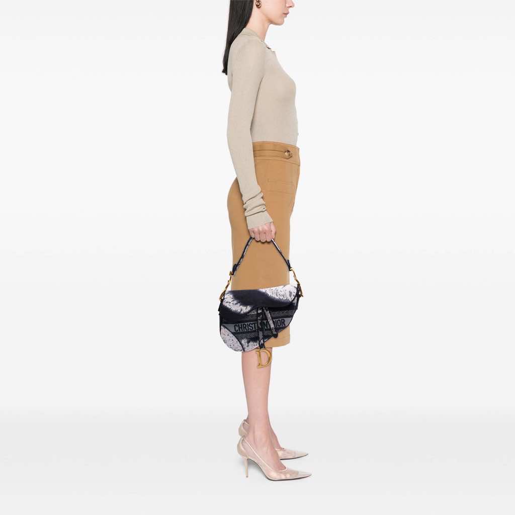 Dior Canvas Embroidered Tie Dye Saddle Bag - Image 10