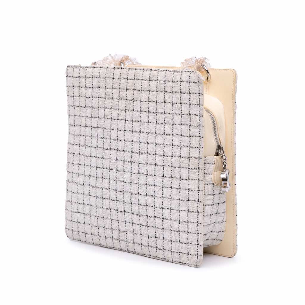 Chanel Small Tweed and Resin Zipped Shopping Bag - Back view