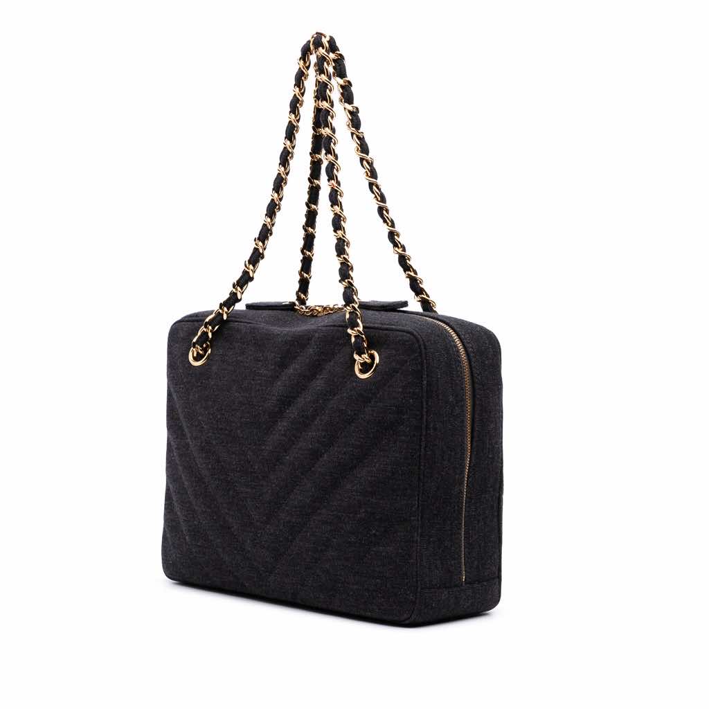 Chanel CC Chevron Jersey Camera Bag - Back view