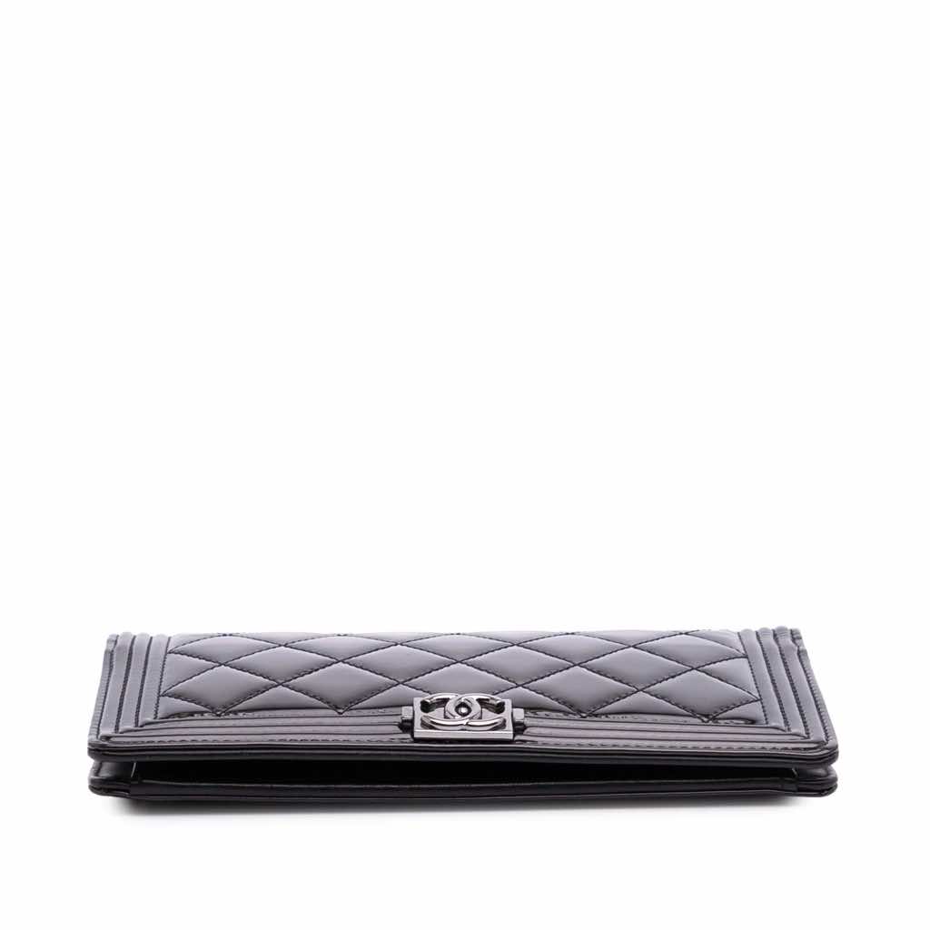 Chanel Quilted Patent Boy Long Wallet - 3