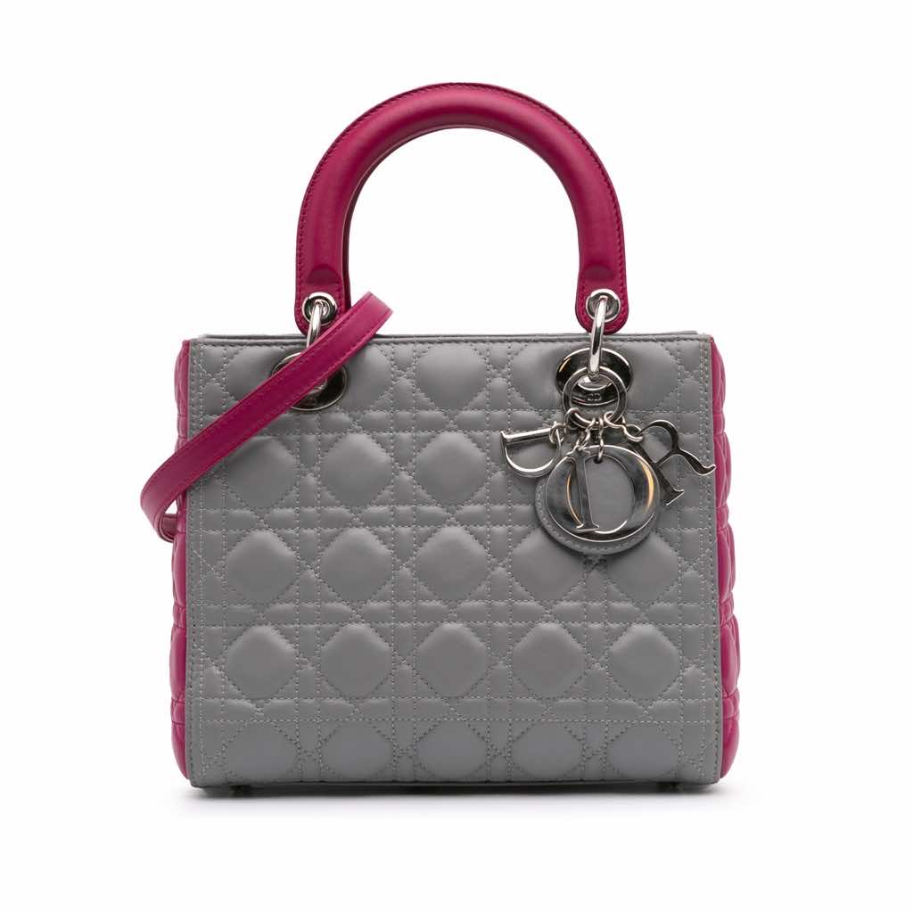 Dior Medium Bicolor Lambskin Cannage Lady Dior