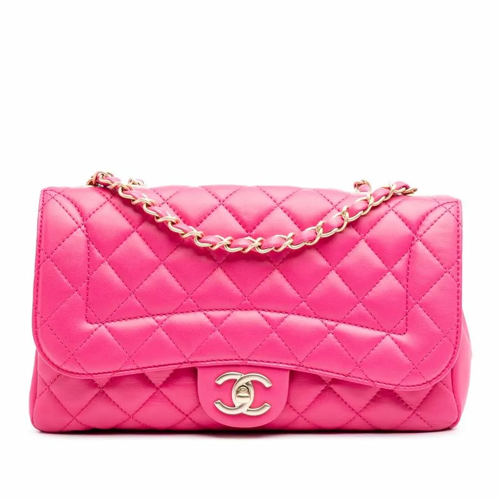 Chanel Medium Quilted Lambskin Mademoiselle Chic Flap Pink Leather Good - Front View