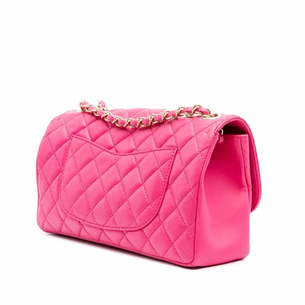 Chanel Medium Quilted Lambskin Mademoiselle Chic Flap Pink Leather Good - Back View