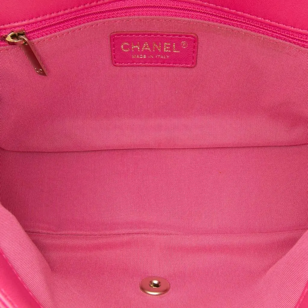 Chanel Medium Quilted Lambskin Mademoiselle Chic Flap Pink Leather Good - Model View