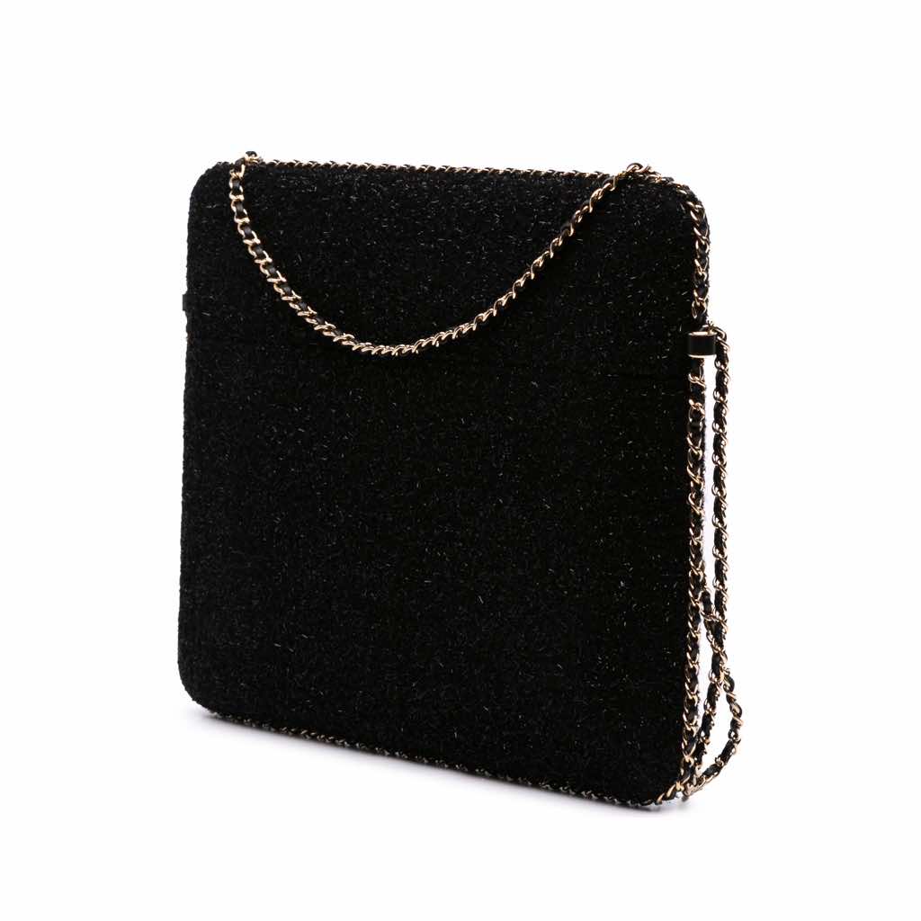 Chanel Tweed Chain Around Tablet Holder - Back view
