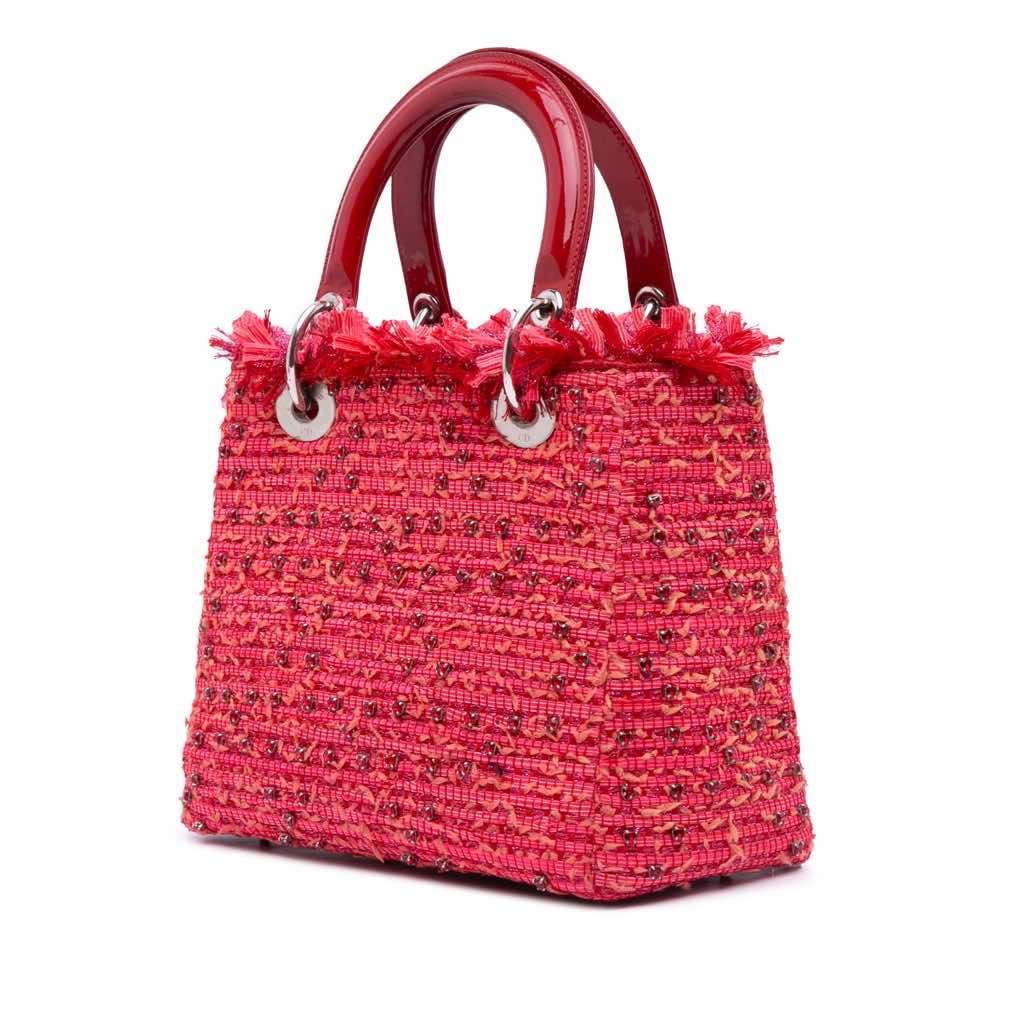 Dior Medium Tweed Fringe Rhinestone Lady Dior - Back view