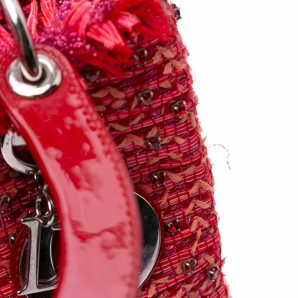 Dior Medium Tweed Fringe Rhinestone Lady Dior - Image 10