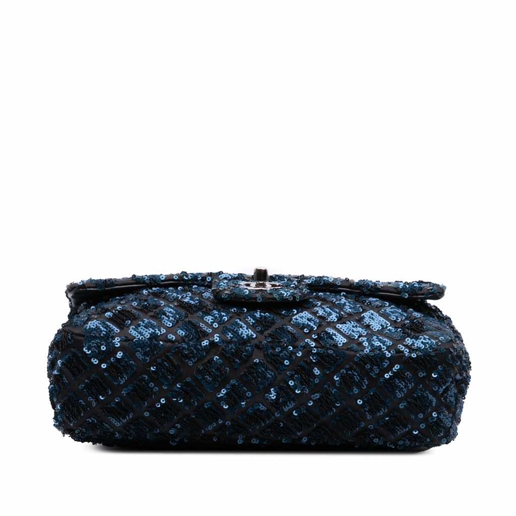 Chanel Medium Sequined Satin Single Flap - 3