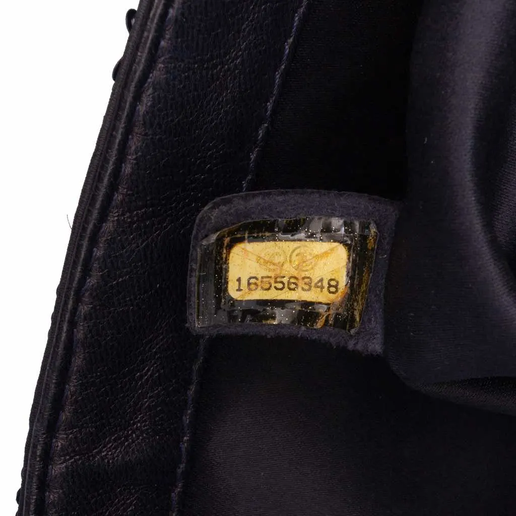 Chanel Medium Sequined Satin Single Flap Blue Good - Box View
