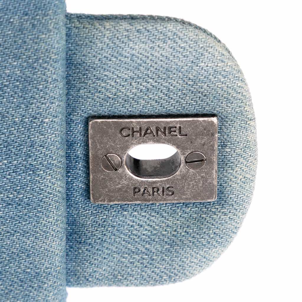 Chanel Medium Embroidered Denim Perfume Bottle Single Flap - Detail 2