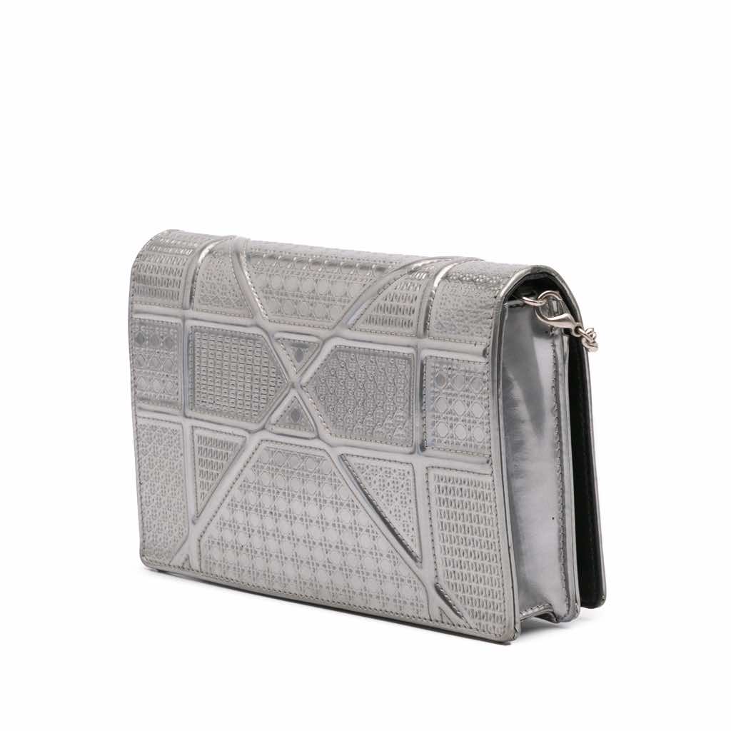 Dior Metallic Patent Microcannage Diorama Wallet on Chain - 2