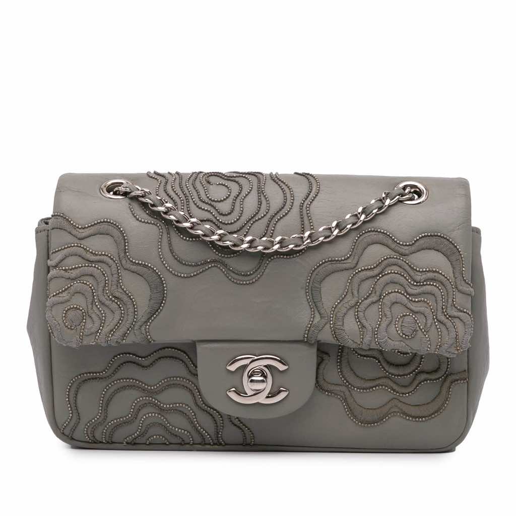 Chanel Embroidered Lambskin Camellia Follies Flap