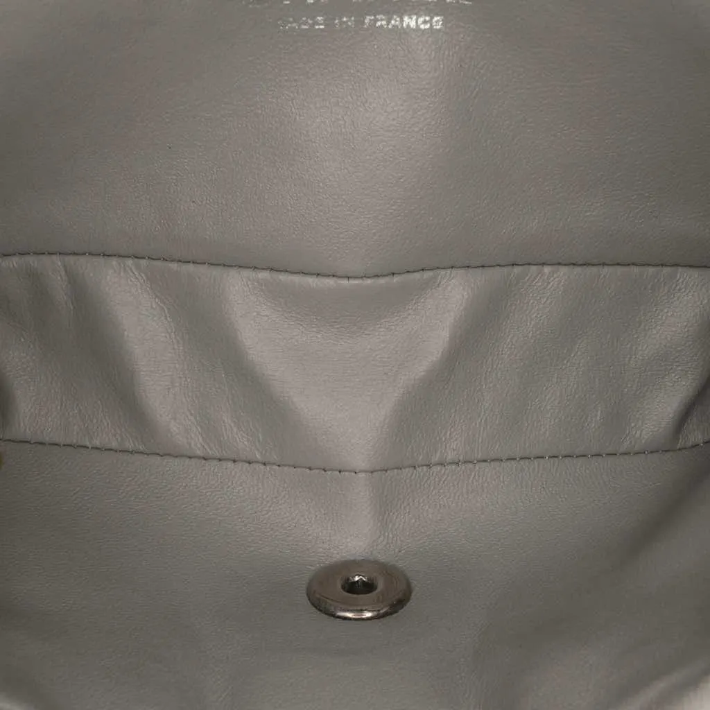 Chanel Embroidered Lambskin Camellia Follies Flap Grey Leather Very good - Model View