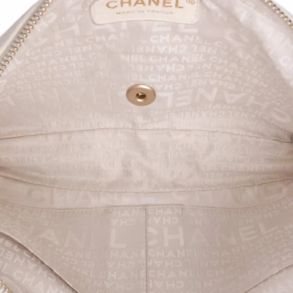 Chanel Medium Quilted Lambskin Rose Applique Wild Stitch Single Flap White Leather Good - Model View