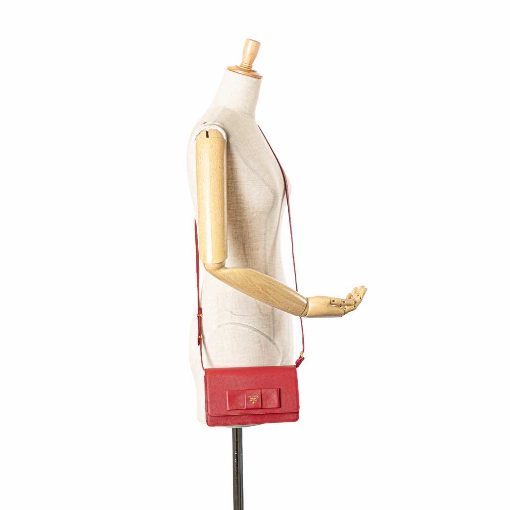 Prada Saffiano Lux Bow Wallet On Strap - Image 17