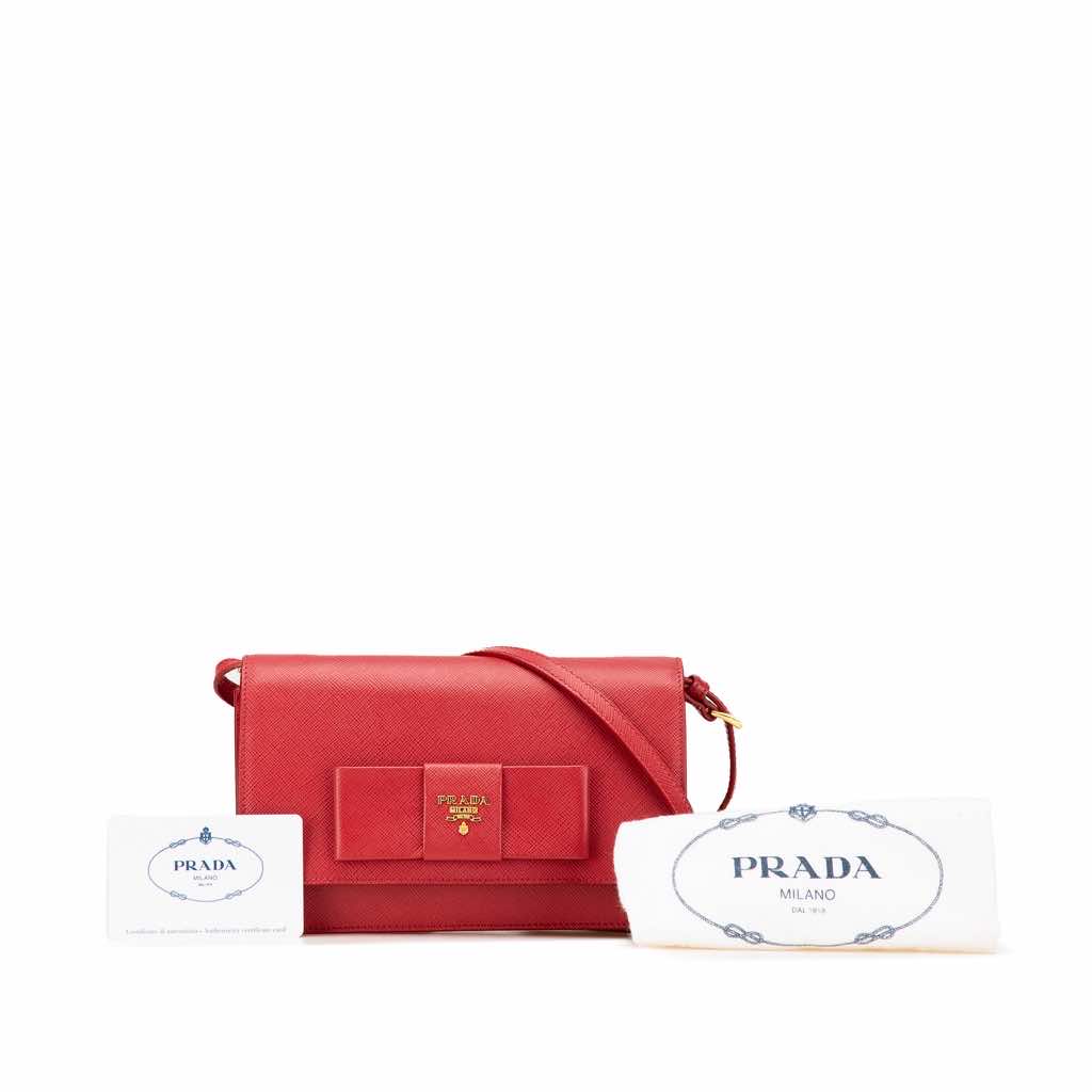 Prada Saffiano Lux Bow Wallet On Strap - Image 18