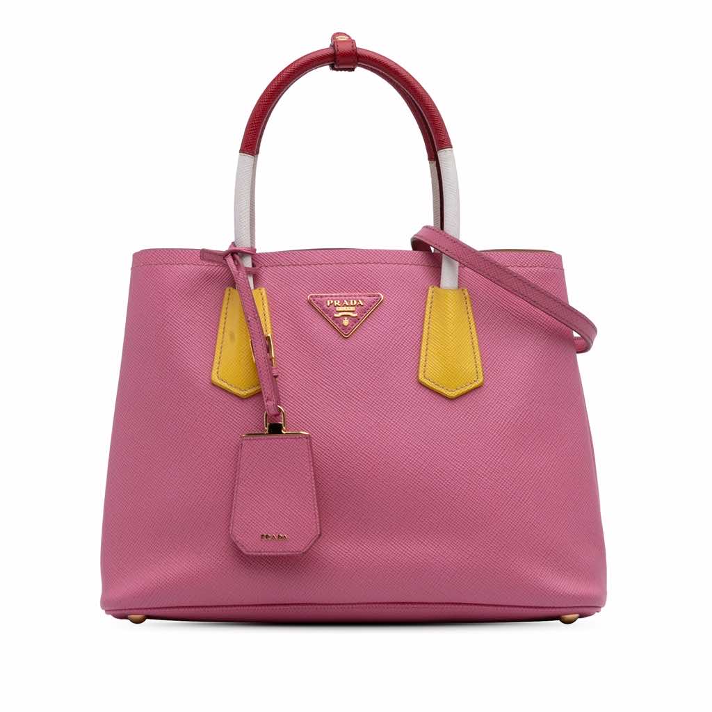 Prada Small Bicolor Saffiano Cuir Double Satchel