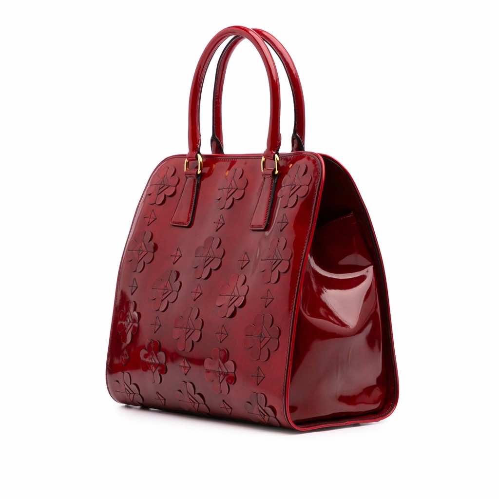 Prada Spazzolato Floral Applique Satchel - 2