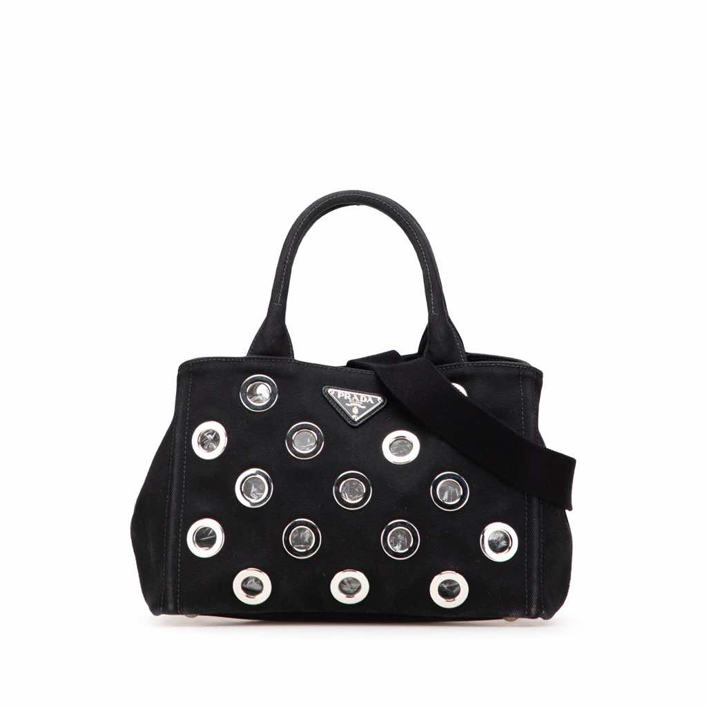 Prada Small Canvas Canapa Grommet Satchel