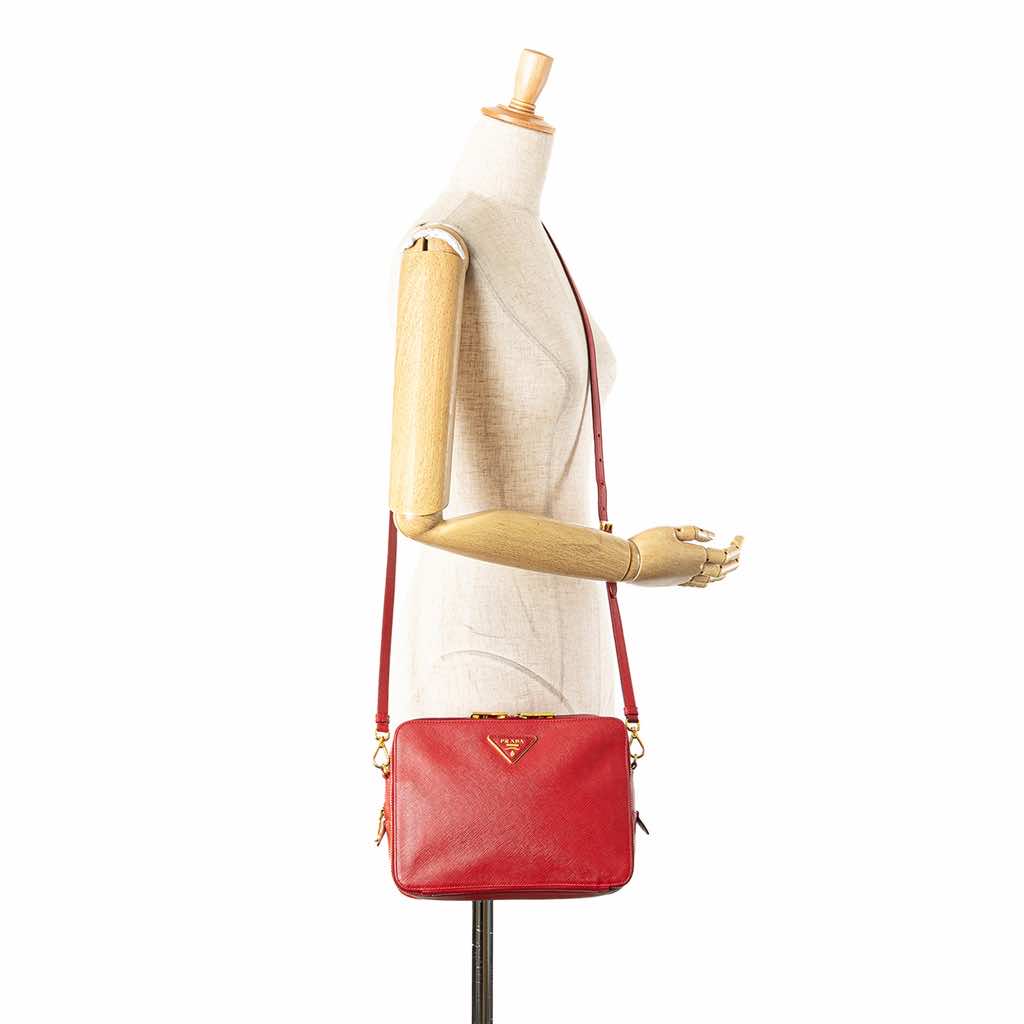 Prada Saffiano Double Zip Crossbody - Image 15