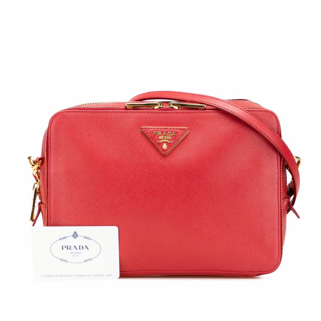 Prada Saffiano Double Zip Crossbody - Image 16