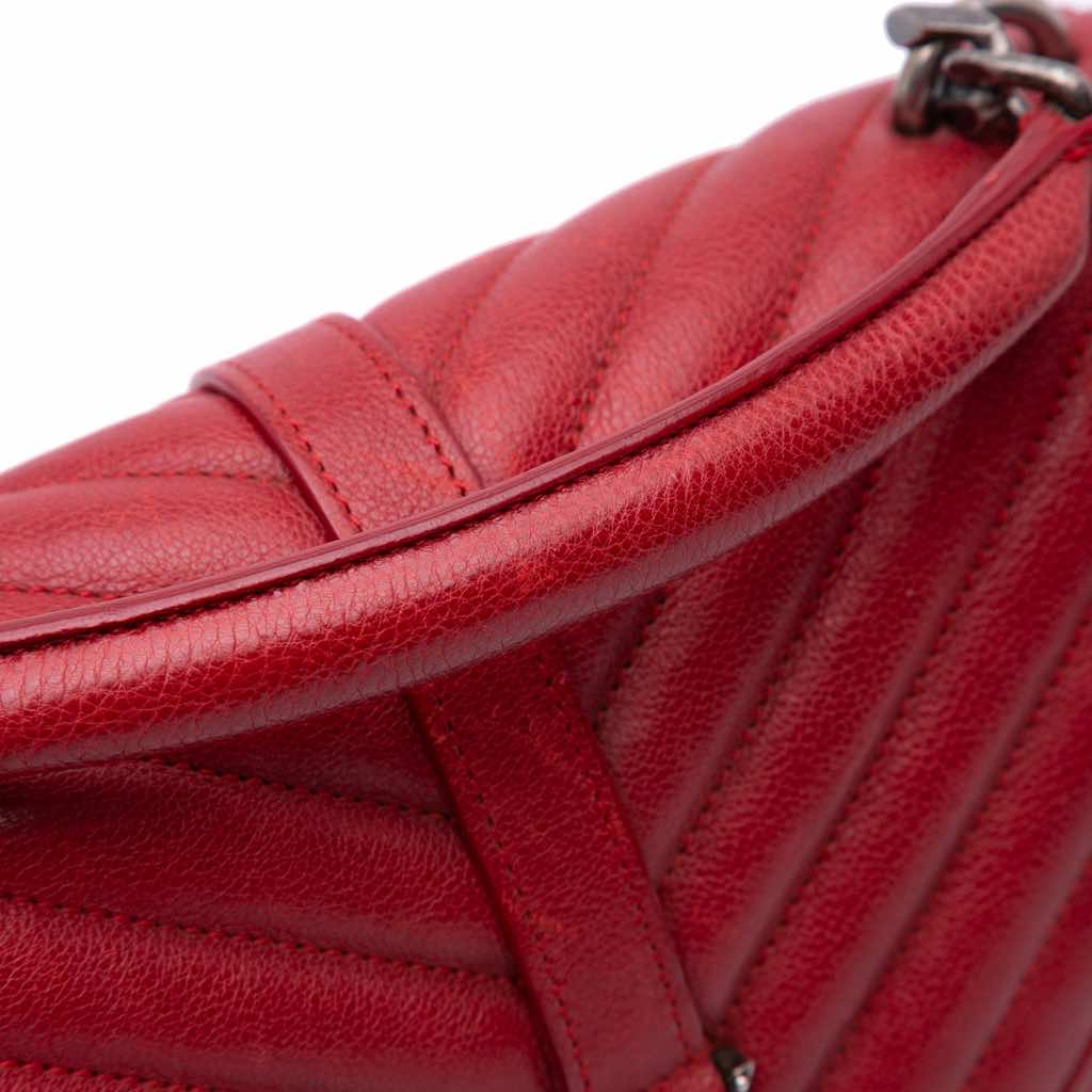 Saint Laurent Medium Quilted Chevron Sheepskin College Satchel - Image 14