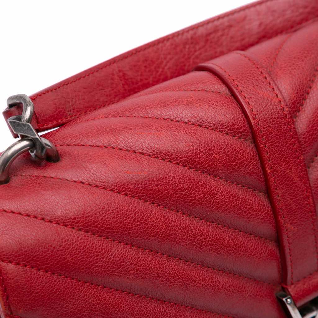 Saint Laurent Medium Quilted Chevron Sheepskin College Satchel - Image 15