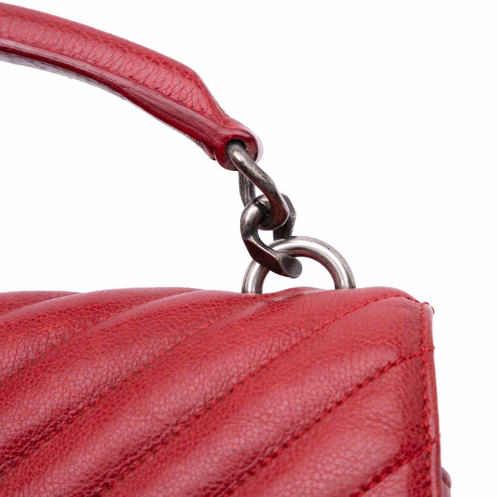 Saint Laurent Medium Quilted Chevron Sheepskin College Satchel - Image 17