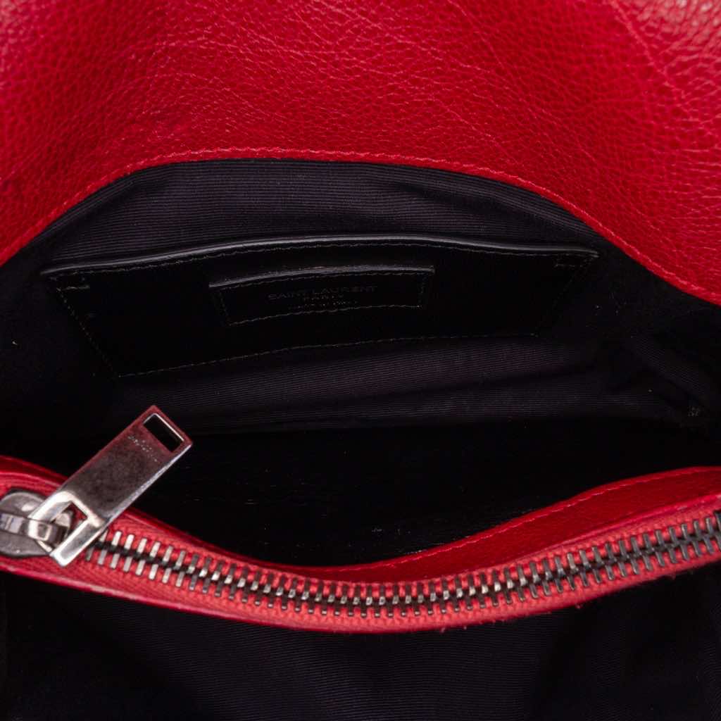 Saint Laurent Medium Quilted Chevron Sheepskin College Satchel - Side view