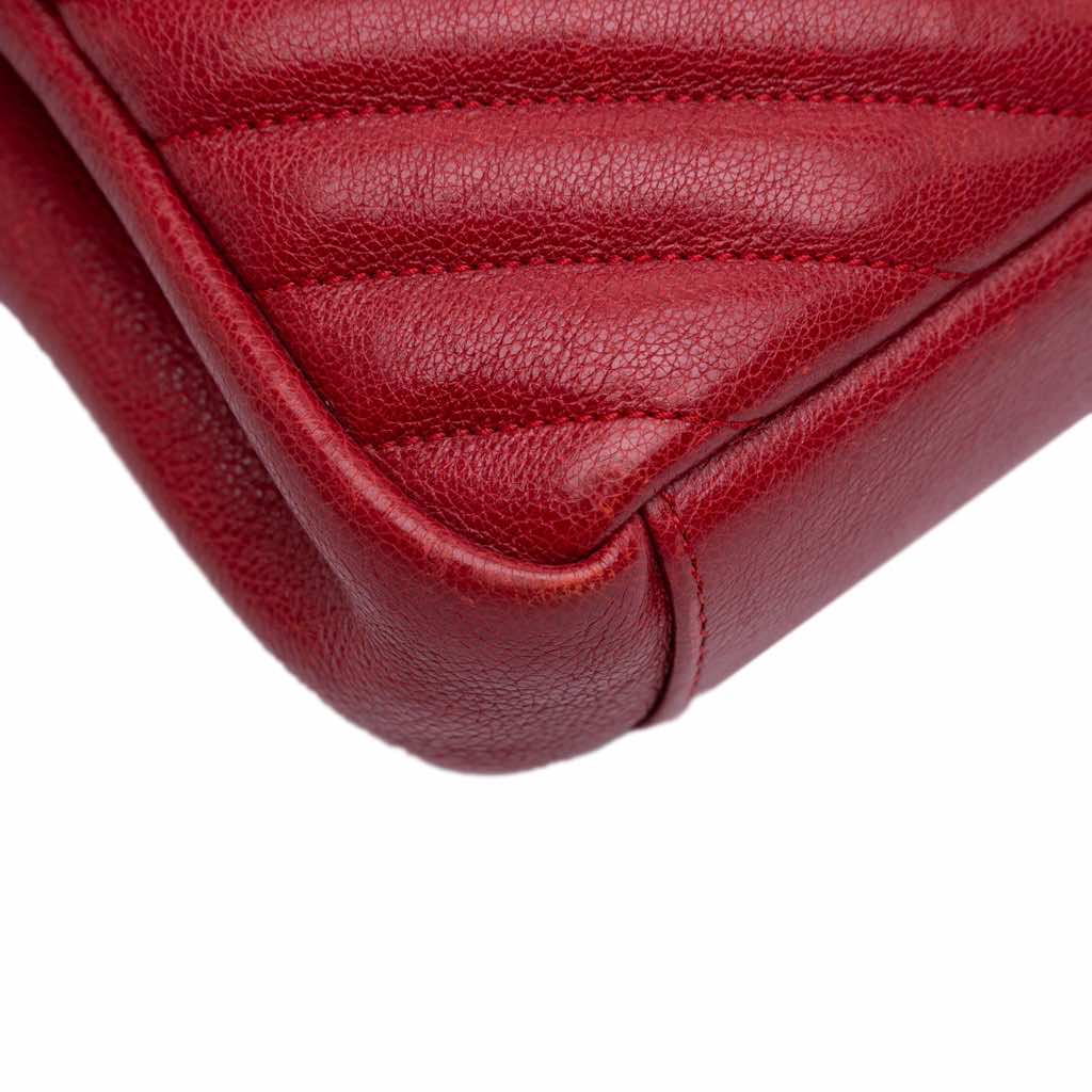 Saint Laurent Medium Quilted Chevron Sheepskin College Satchel - Image 11