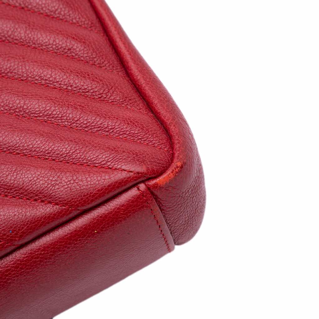 Saint Laurent Medium Quilted Chevron Sheepskin College Satchel - Image 12