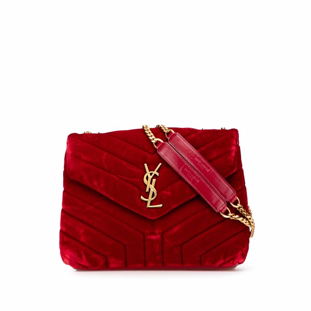 Saint Laurent Small Velvet Monogram Matelasse LouLou Shoulder Bag