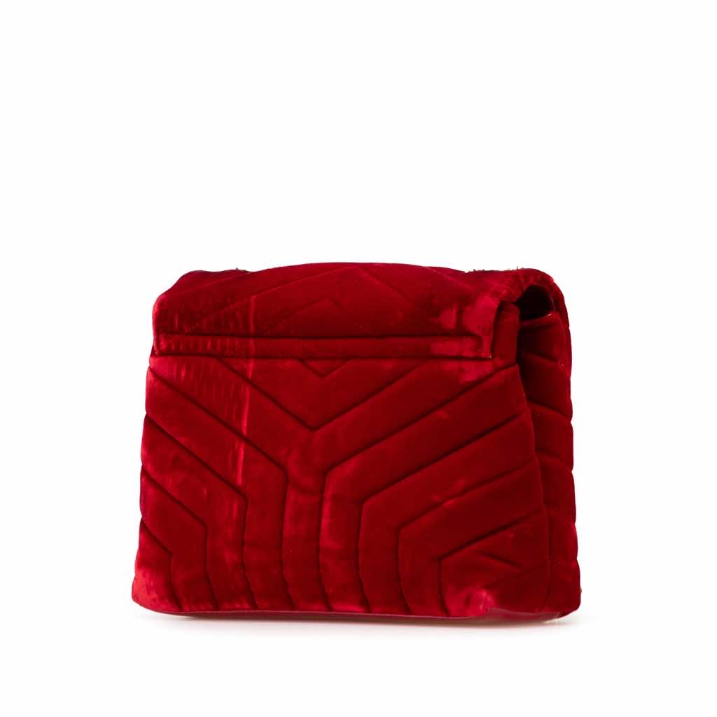 Saint Laurent Small Velvet Monogram Matelasse LouLou Shoulder Bag - Back view