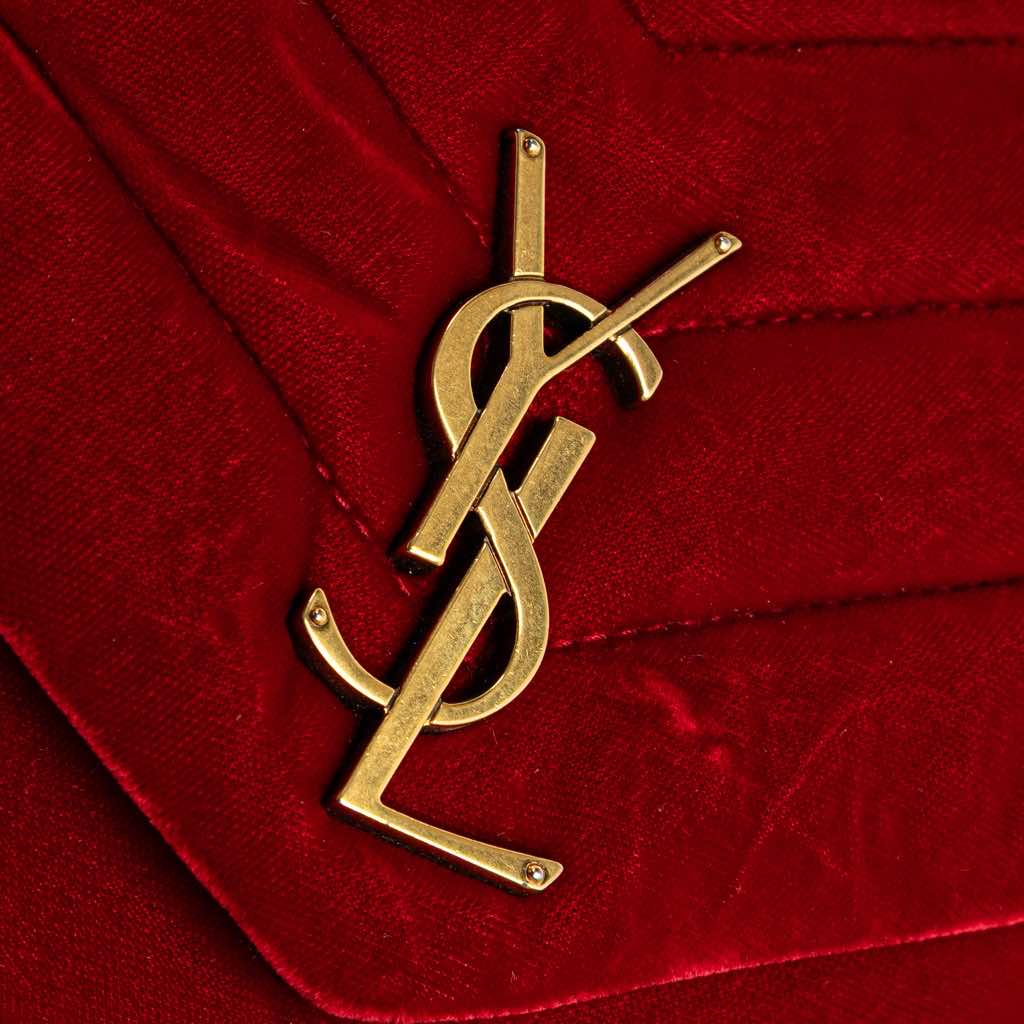 Saint Laurent Small Velvet Monogram Matelasse LouLou Shoulder Bag - Image 11