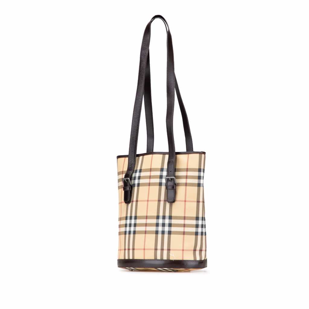 Burberry House Check Coated Canvas Bucket Bag - Back view