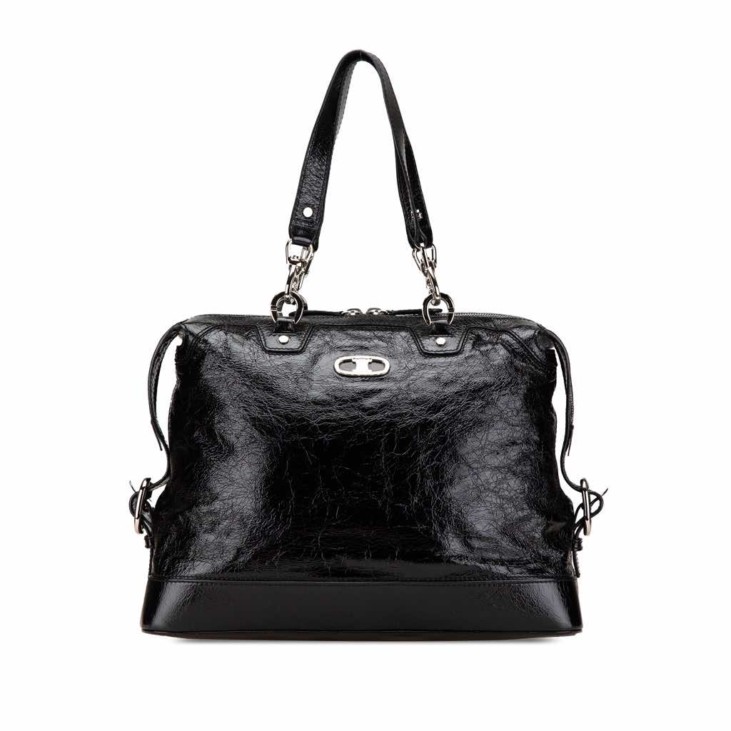 Celine Crinkled Patent Macadam Tote