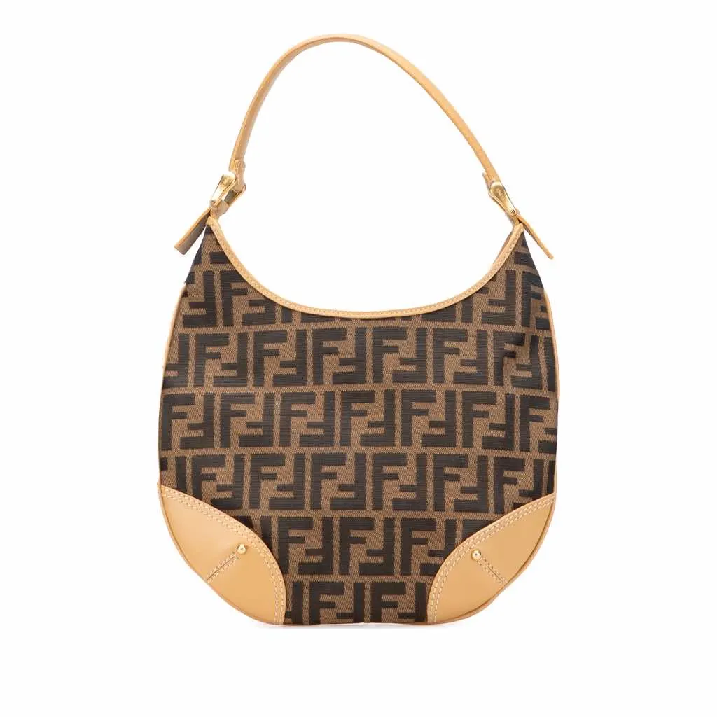 Fendi Zucca Canvas Hobo Brown Good - Front View