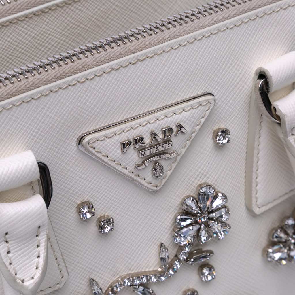 Prada Mini Saffiano Lux Crystal Embellished Galleria Double Zip - Side view