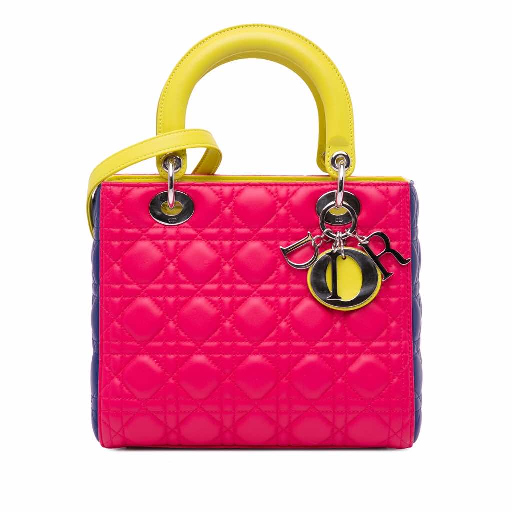 Dior Medium Tricolor Lambskin Cannage Lady Dior