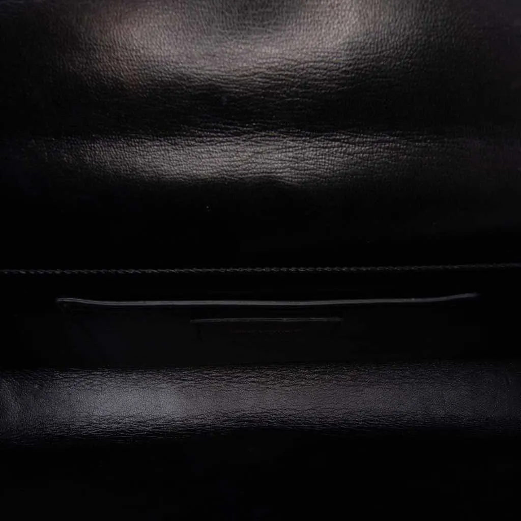 Saint Laurent Suede Classic Monogram Cassandre Tassel Clutch Black Leather Good - Model View