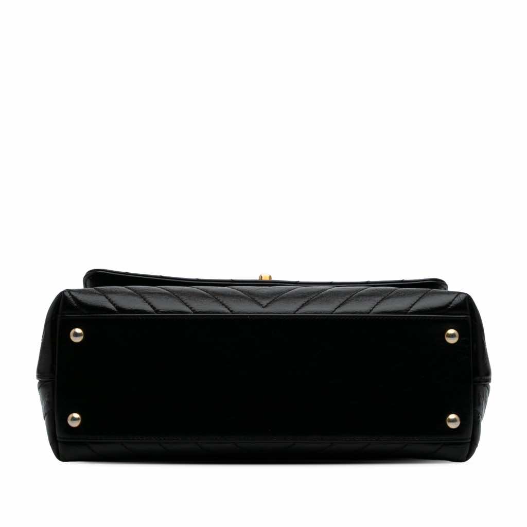 Chanel Small Chevron Aged Calfskin Coco Top Handle Bag - Image 6