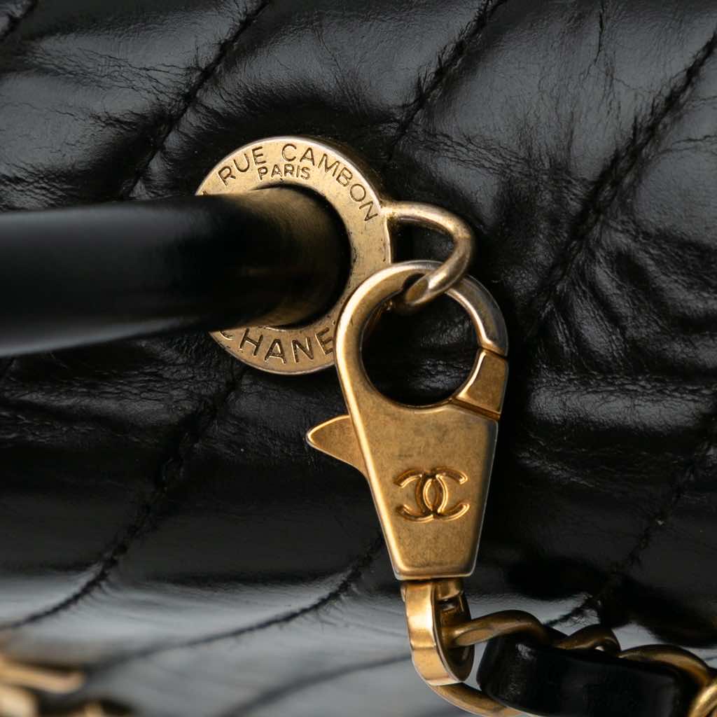 Chanel Small Chevron Aged Calfskin Coco Top Handle Bag - Image 10