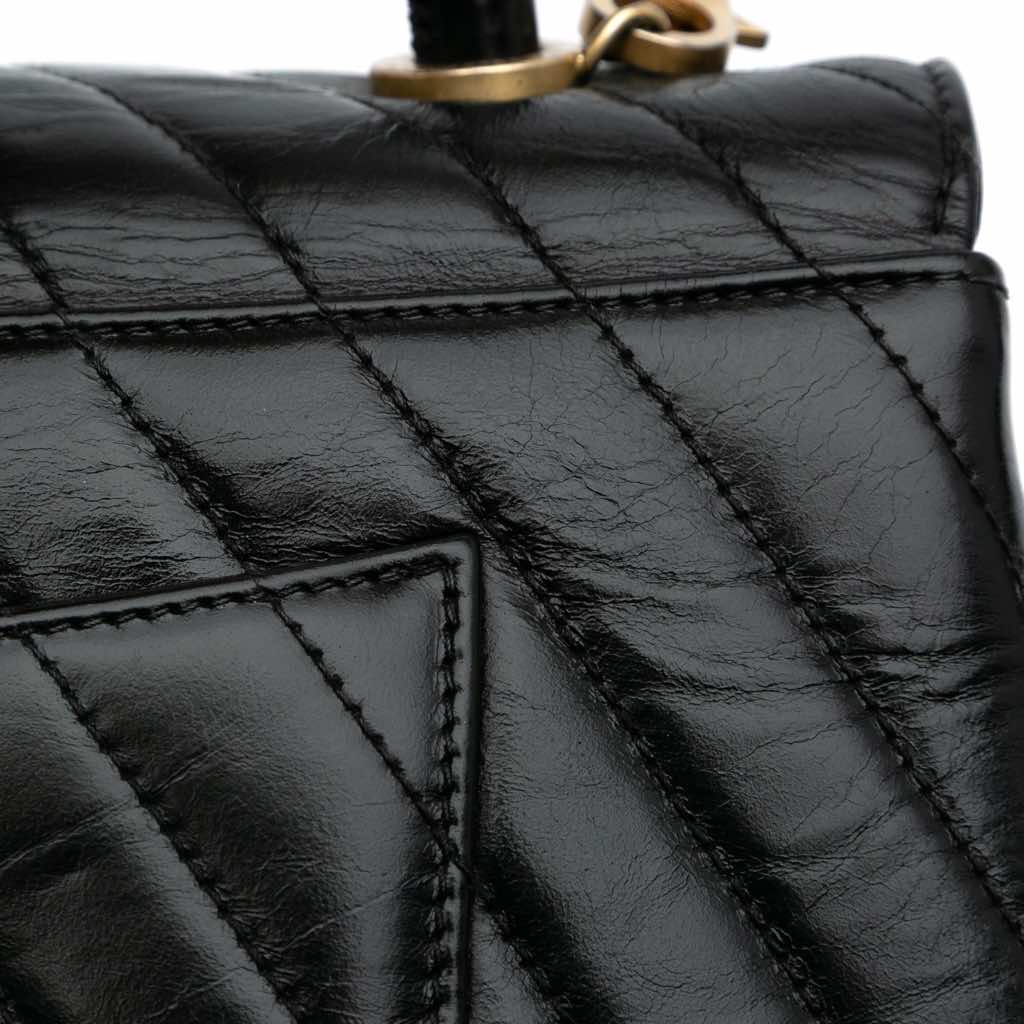 Chanel Small Chevron Aged Calfskin Coco Top Handle Bag - Image 12