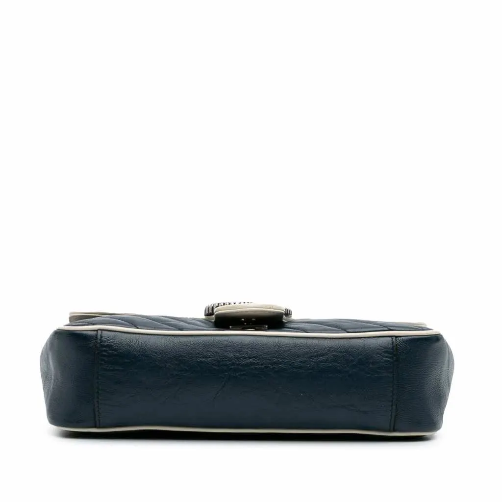 Gucci Small GG Marmont Matelasse Leather Torchon Flap Crossbody Blue Leather Fair - Inside View