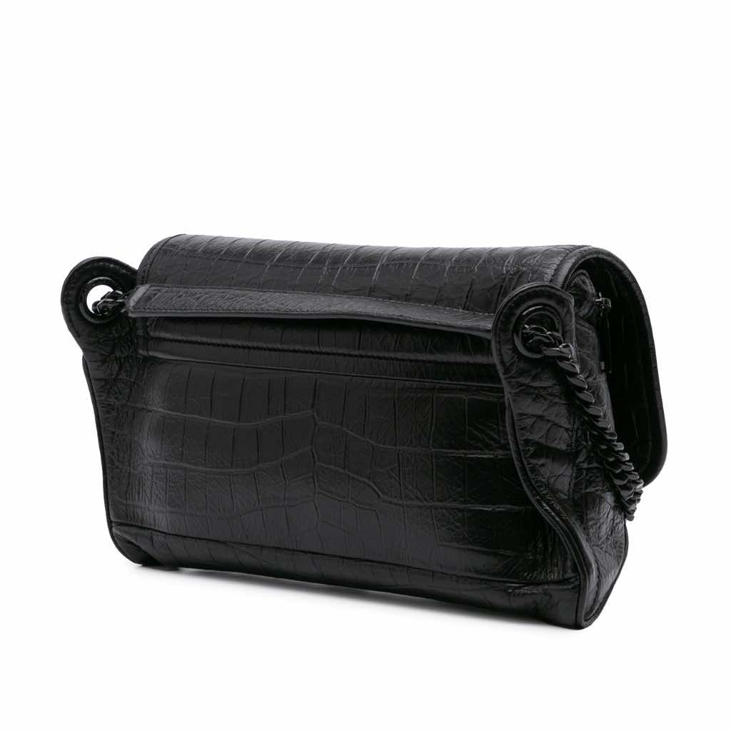 Saint Laurent Baby Crocodile Embossed Leather Monogram Niki Shoulder Bag - 2